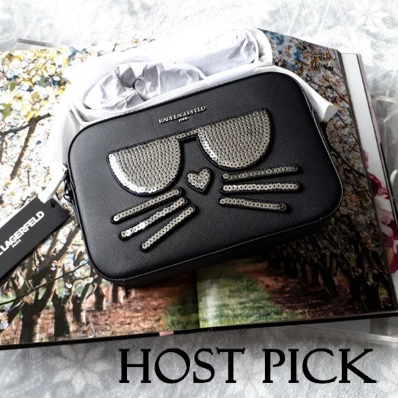 Karl Lagerfeld Handbags - NWT Karl Lagerfeld black sequin crossbody handbag